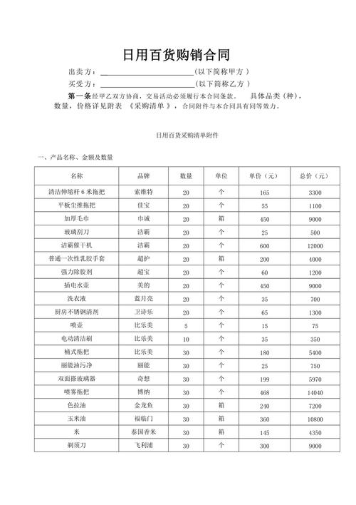 日用百货购销合同范本及签订注意事项